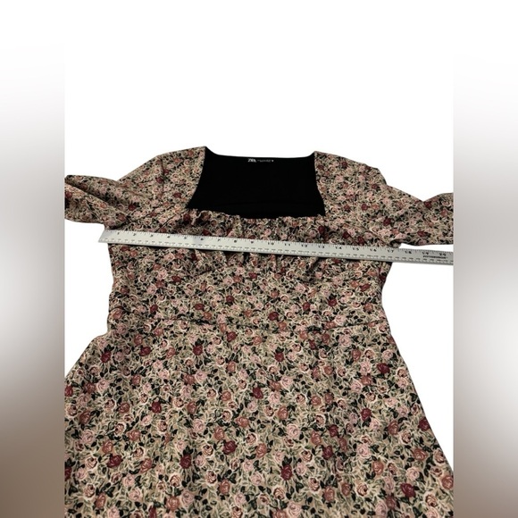 Zara Rose Floral Print Mini Dress Medium - Picture 11 of 15